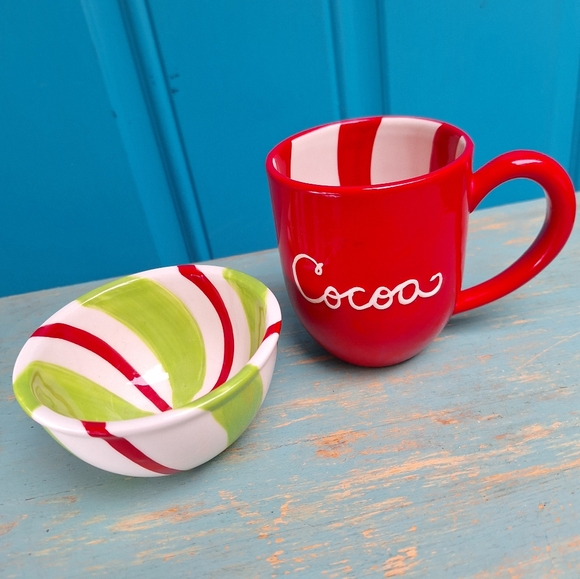 Mug & Peppermint Bowl Santas Cocoa Cup by Hallmark Holiday Christmas Candy Dish - Picture 11 of 12